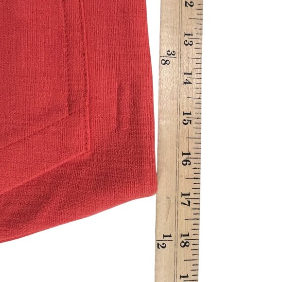 Loft Linen Textured Orange Red Cotton Shirt t With Front Pockets Size 12 - Picture 5 of 7